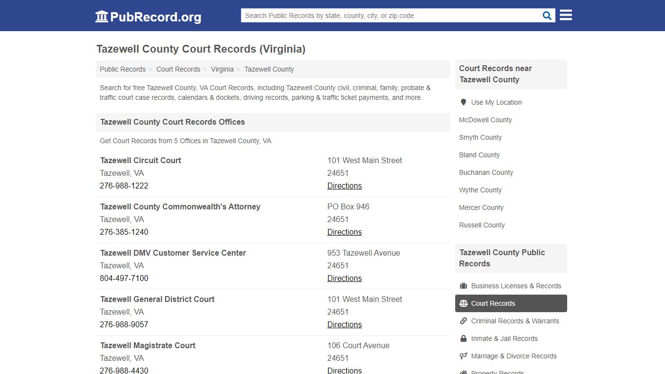 Free Tazewell County Court Records (Virginia Court Records)