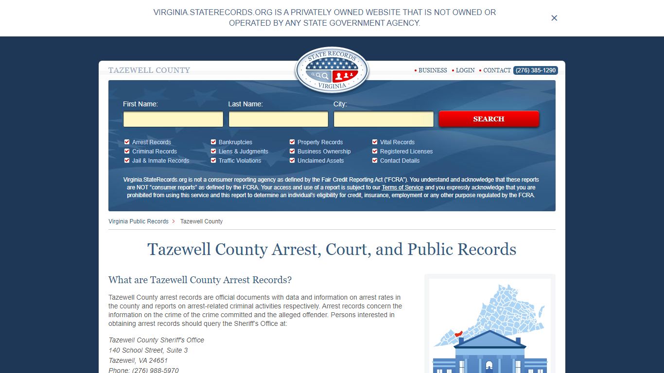 Tazewell County Arrest, Court, and Public Records